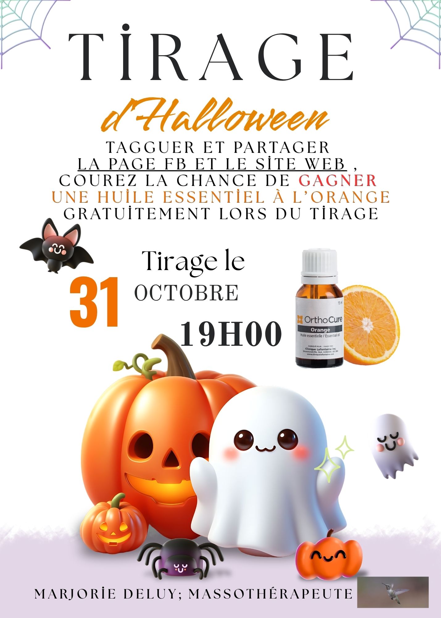 Invitation Fête d'Halloween Moderne Noir et Orange